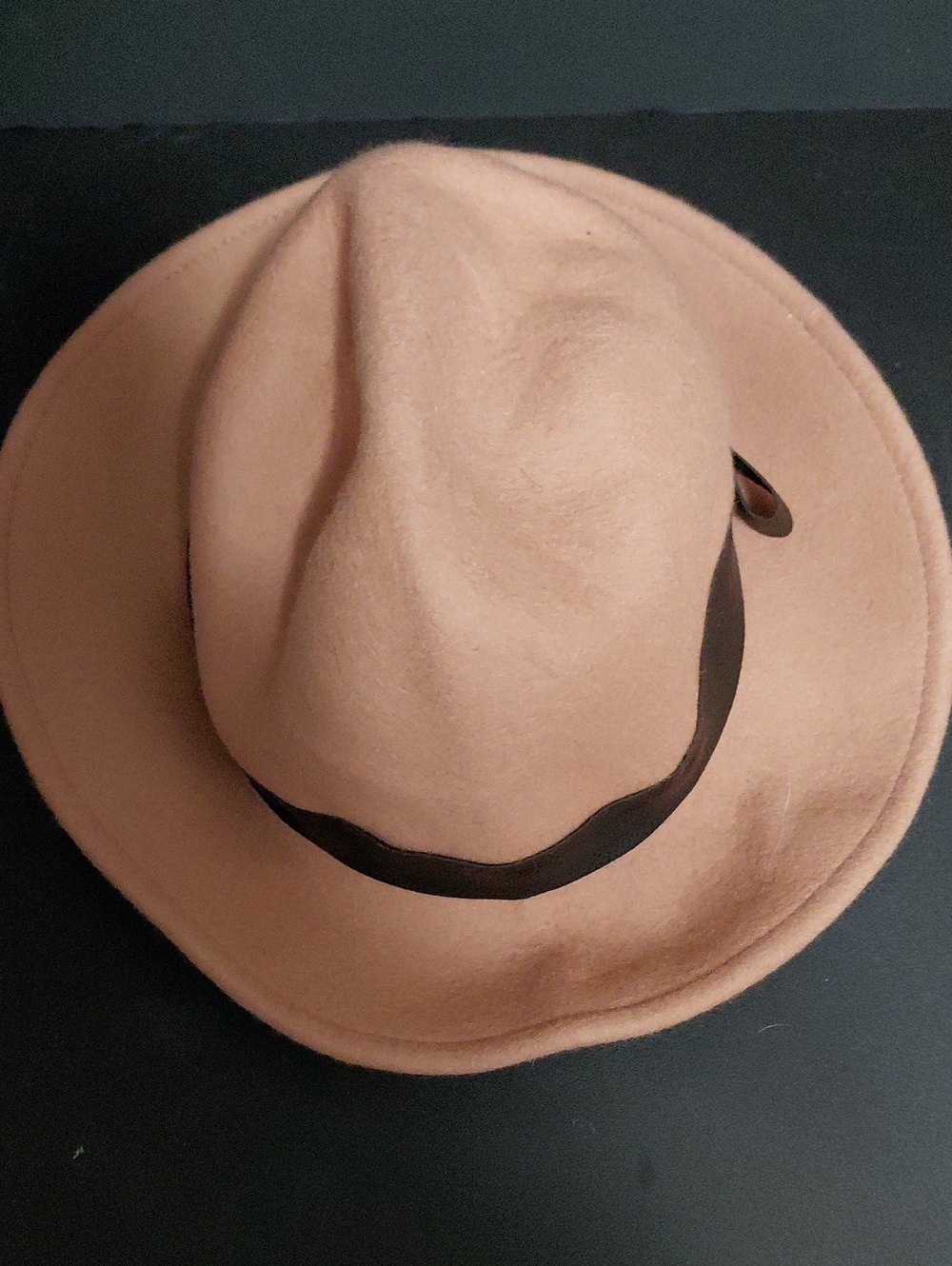 Cost Plus World Market Tan Fedora with Dark Brown Band